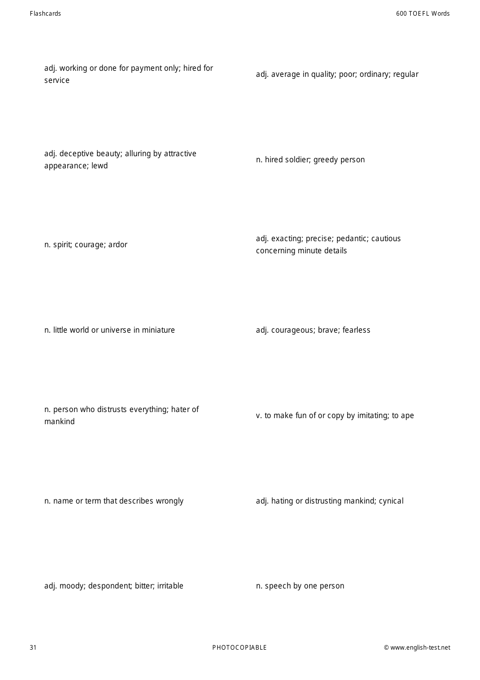 600 Toefl Voabulary Flashcards, Page 31