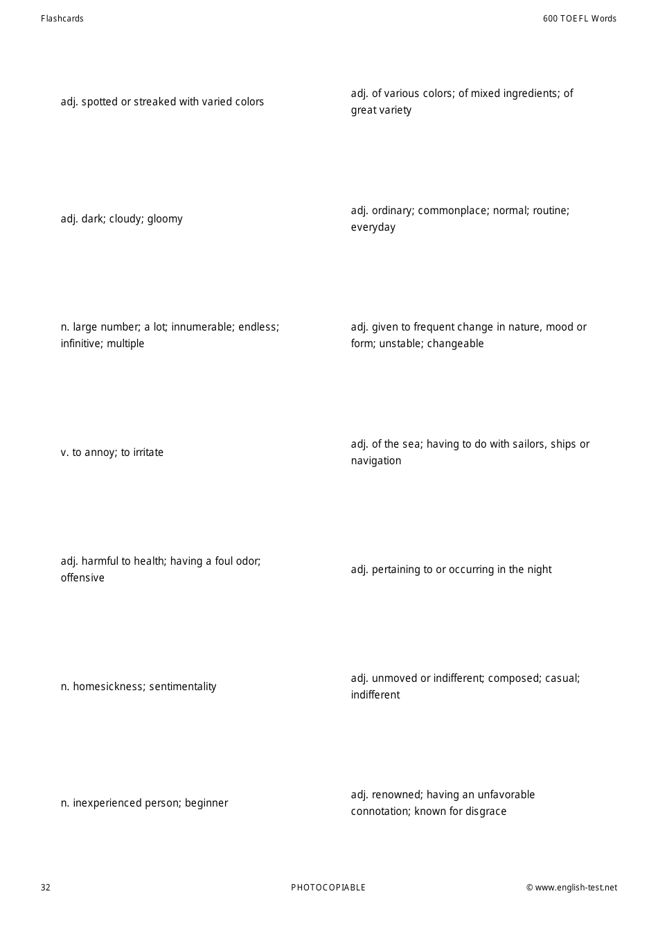 600 Toefl Voabulary Flashcards, Page 32