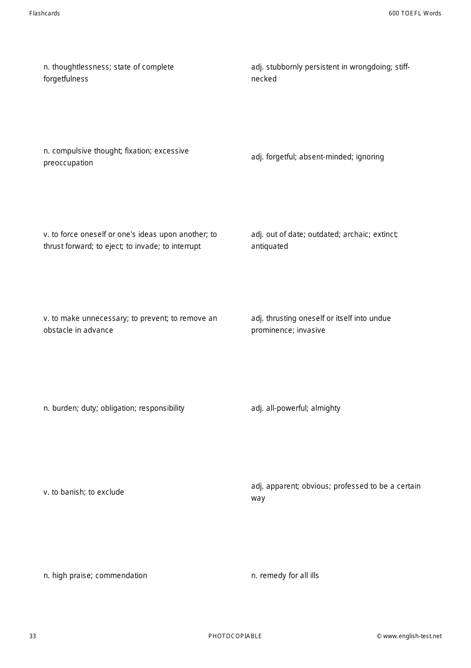 600 Toefl Voabulary Flashcards, Page 33