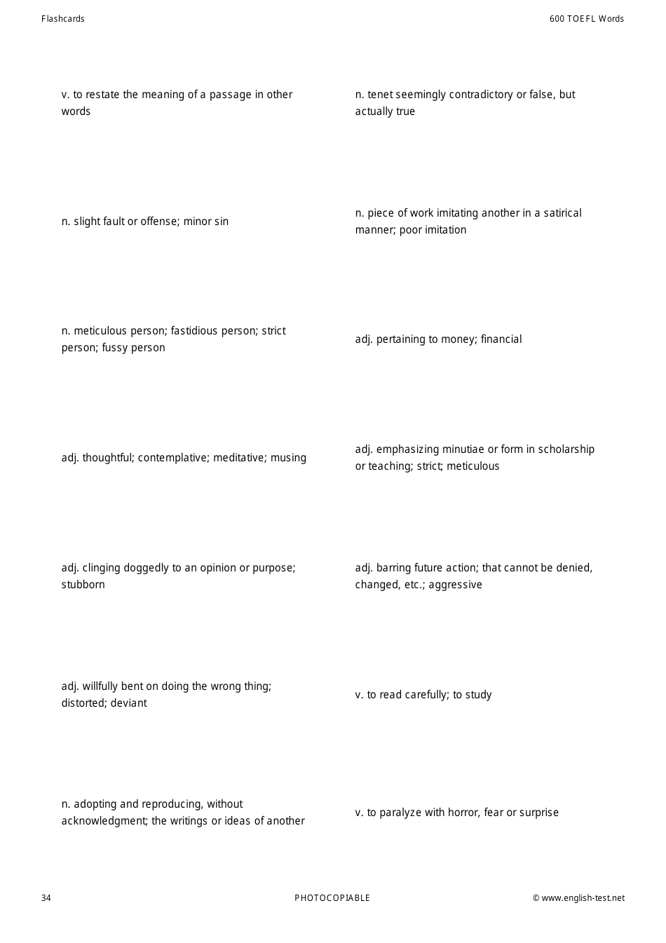 600 Toefl Voabulary Flashcards, Page 34