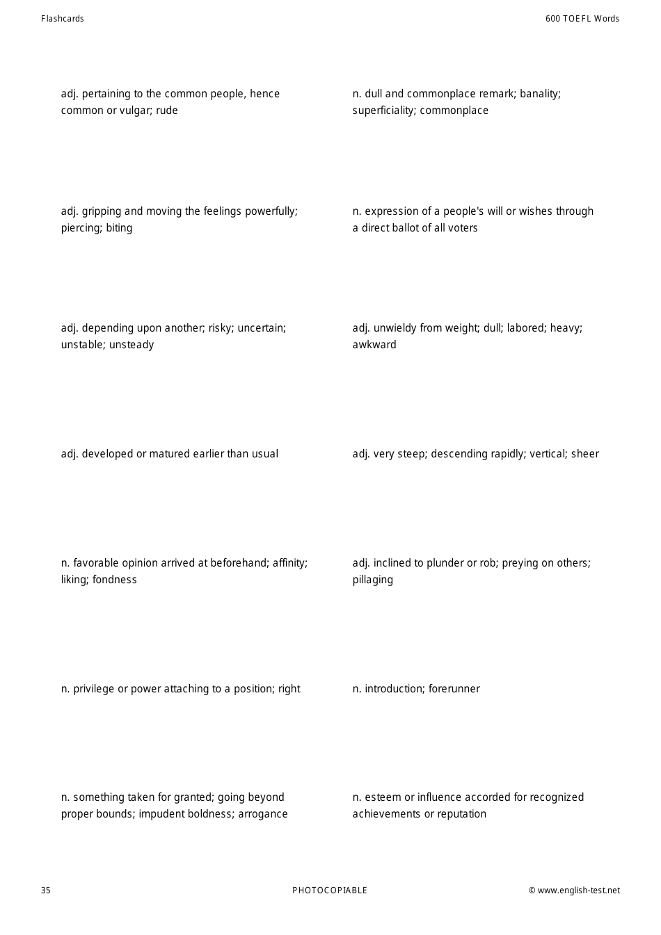 600 Toefl Voabulary Flashcards, Page 35