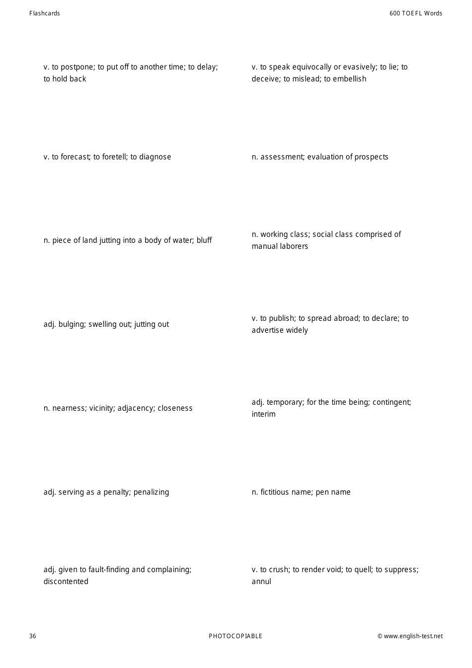600 Toefl Voabulary Flashcards, Page 36