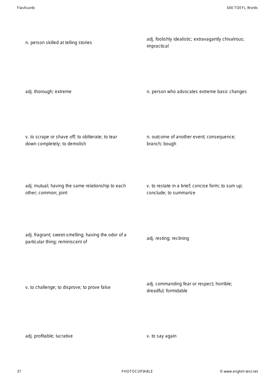 600 Toefl Voabulary Flashcards, Page 37