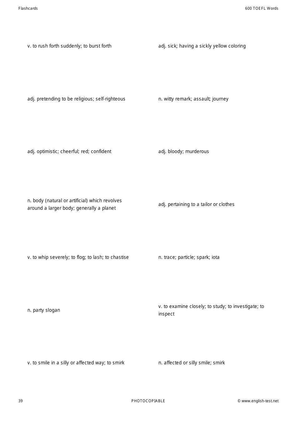 600 Toefl Voabulary Flashcards, Page 39