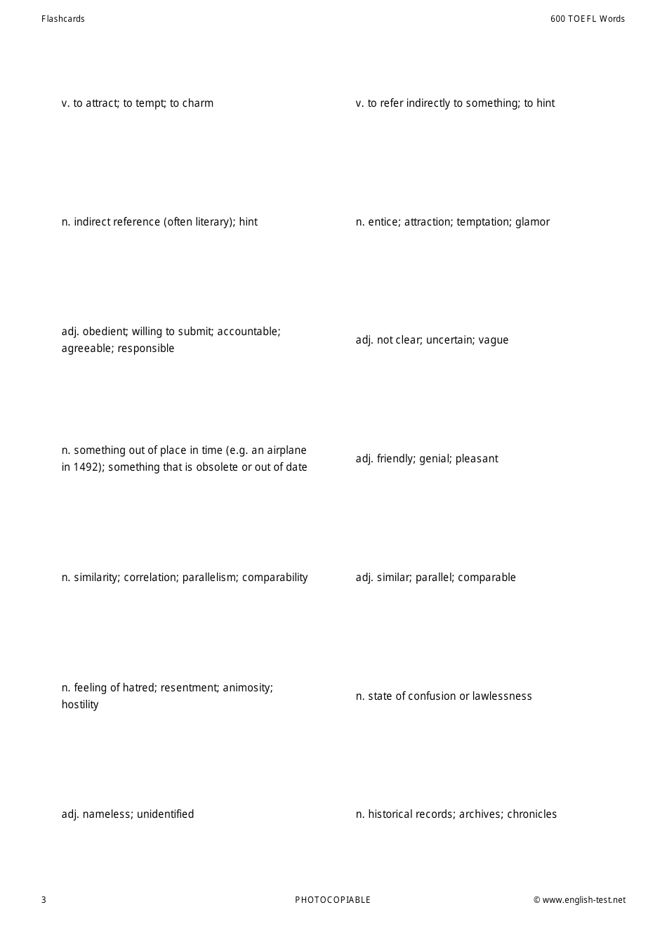 600 Toefl Voabulary Flashcards, Page 3