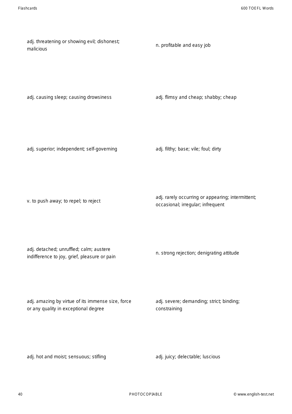 600 Toefl Voabulary Flashcards, Page 40