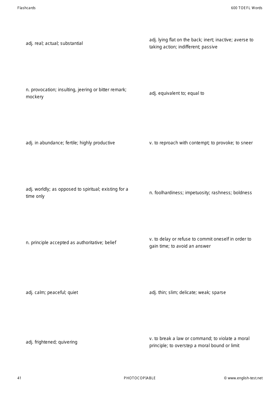 600 Toefl Voabulary Flashcards, Page 41