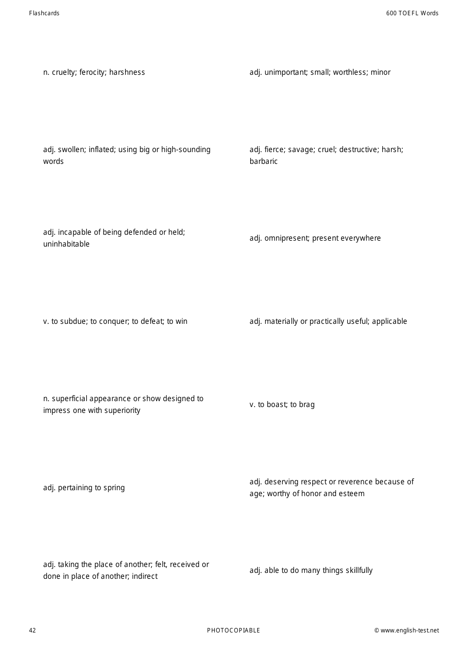 600 Toefl Voabulary Flashcards, Page 42
