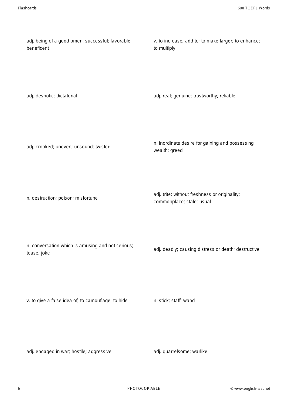 600 Toefl Voabulary Flashcards, Page 6