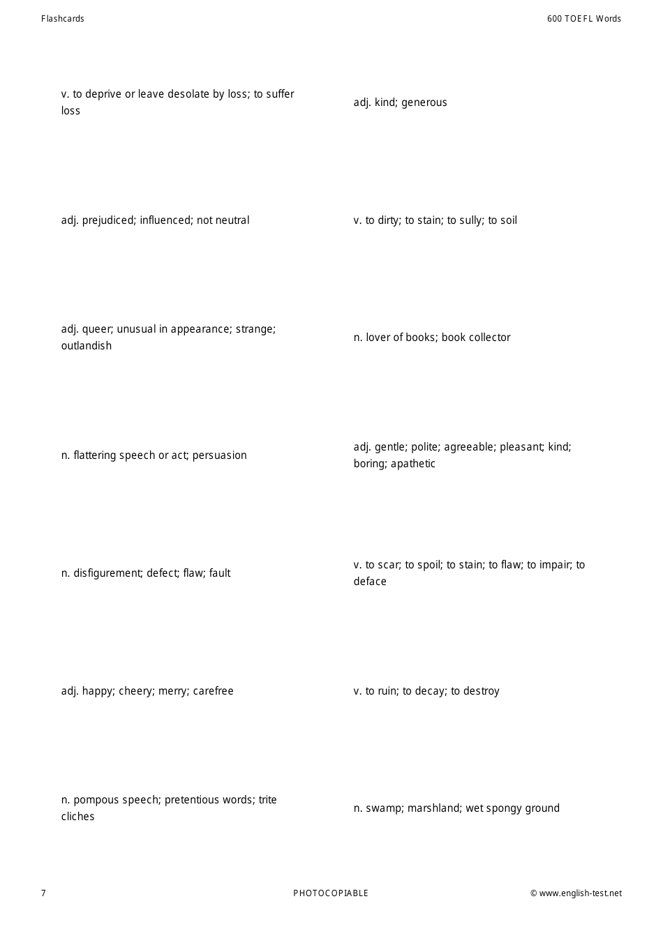 600 Toefl Voabulary Flashcards, Page 7