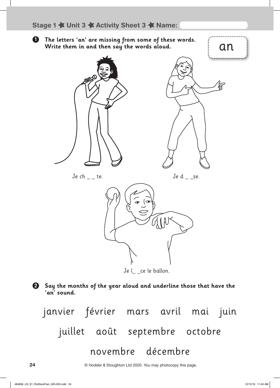 French Activity Sheet: Celebrations - Hodder  Stoughton, Page 5