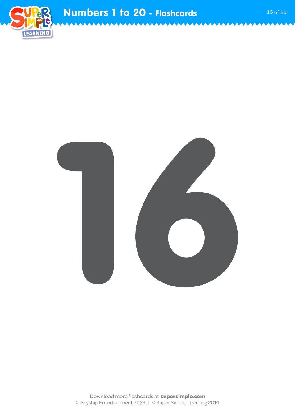 Numbers 1 to 20 Flashcards, Page 16