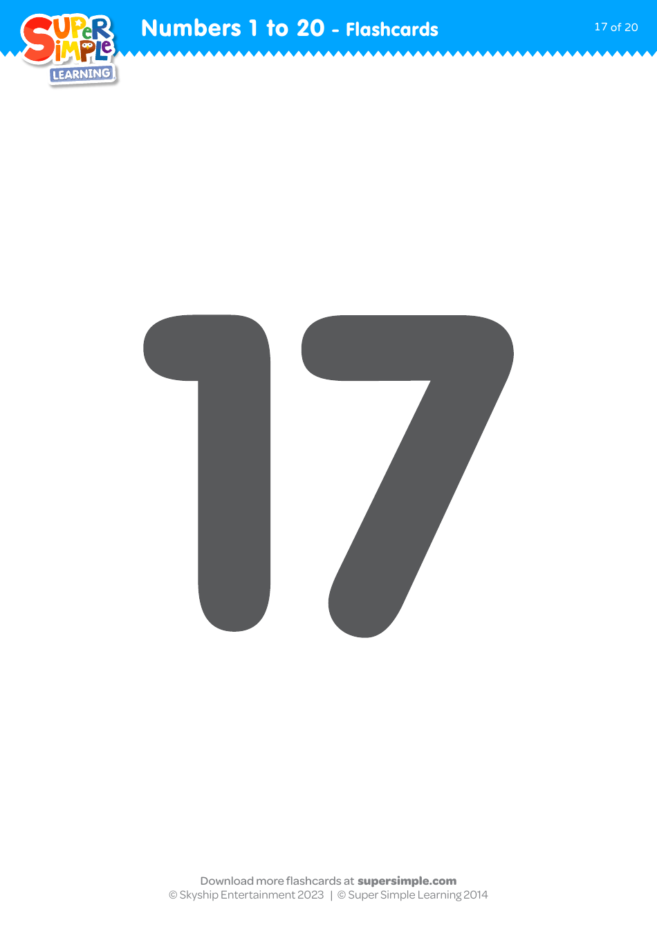 Numbers 1 to 20 Flashcards, Page 17
