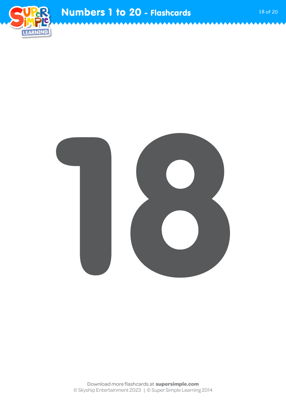 Numbers 1 to 20 Flashcards, Page 18