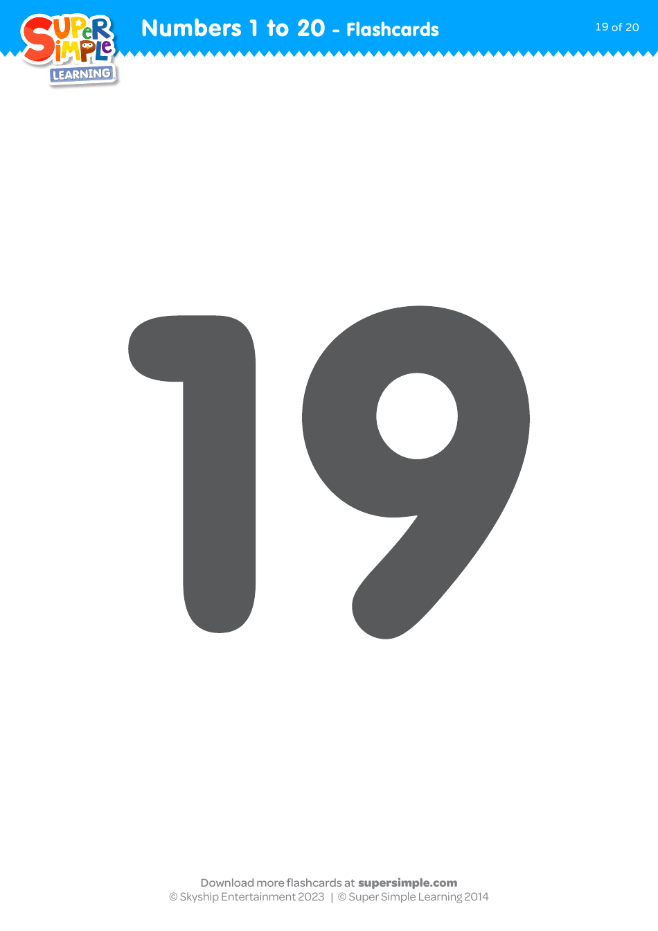 Numbers 1 to 20 Flashcards, Page 19