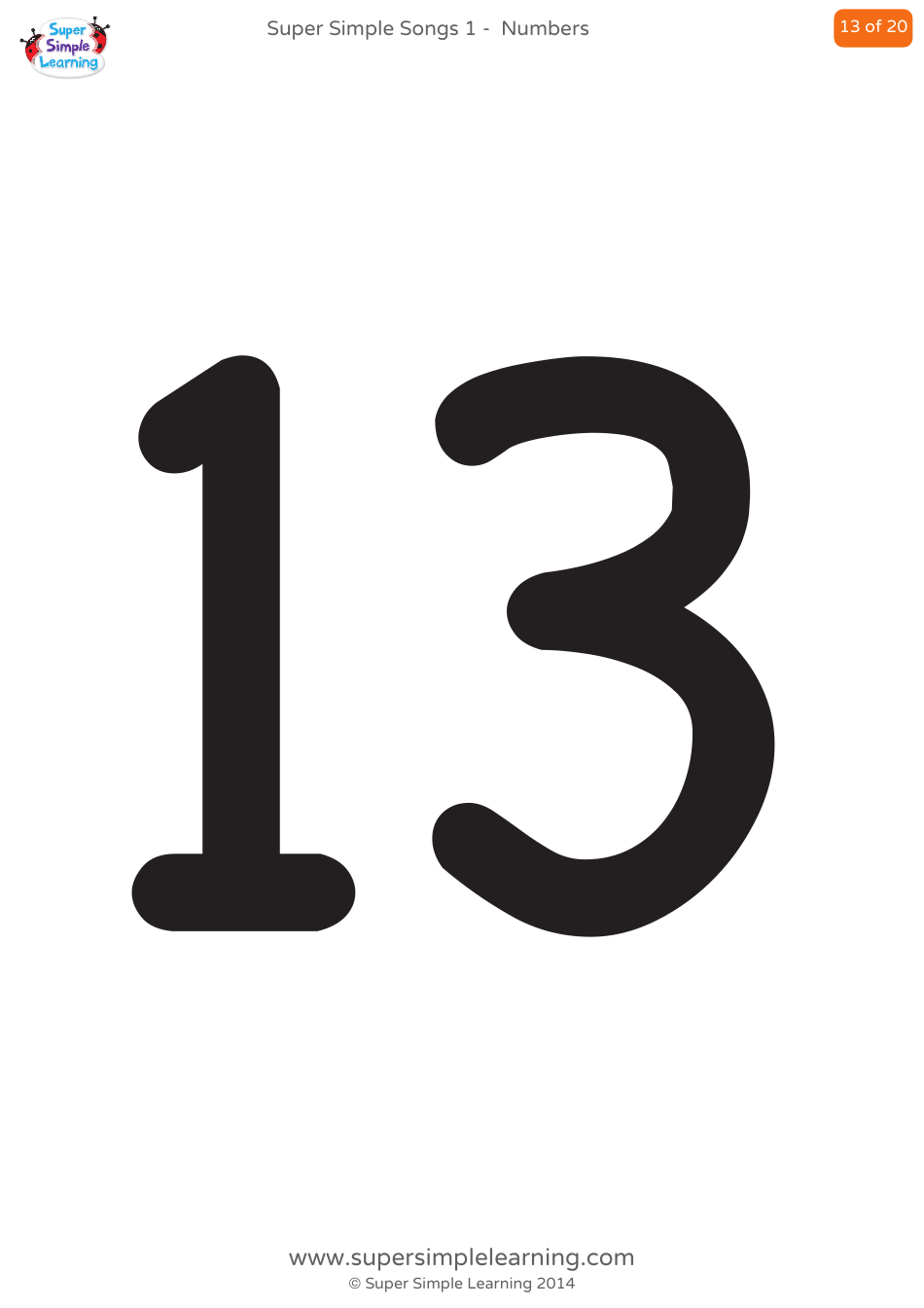 Numbers Flashcards - 1-20, Page 13