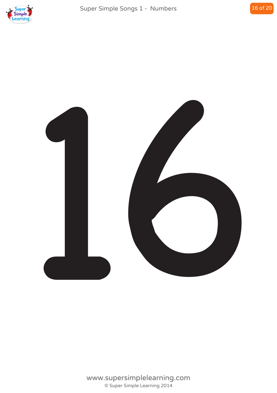 Numbers Flashcards - 1-20, Page 16