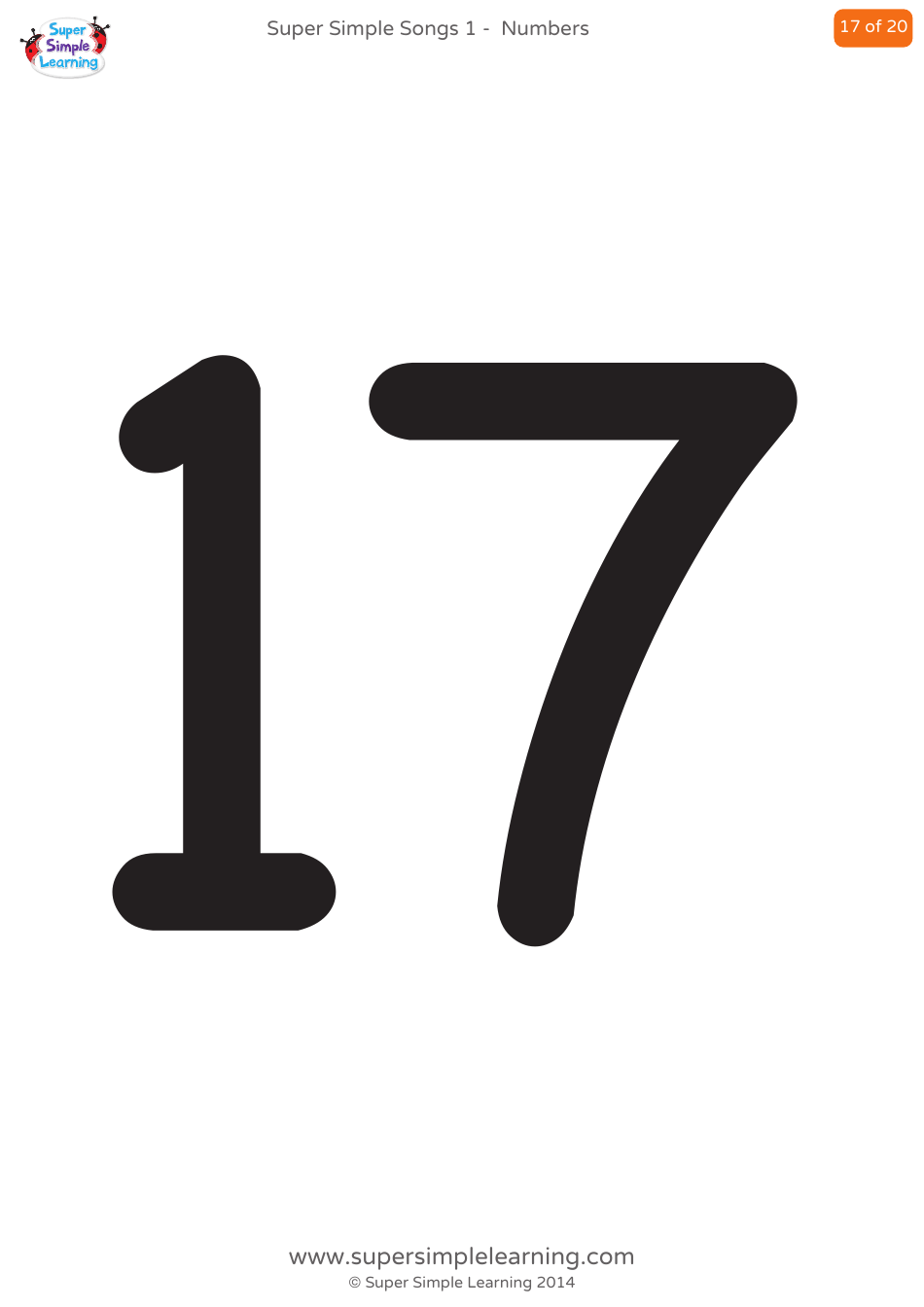 Numbers Flashcards - 1-20, Page 17