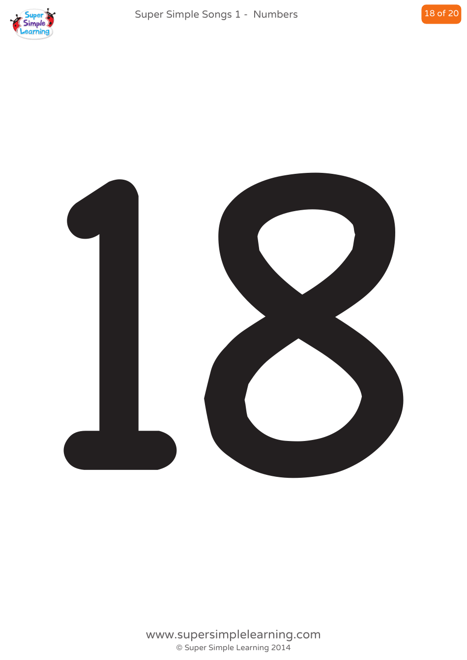 Numbers Flashcards - 1-20, Page 18