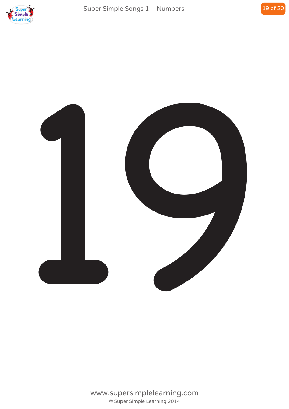 Numbers Flashcards - 1-20, Page 19