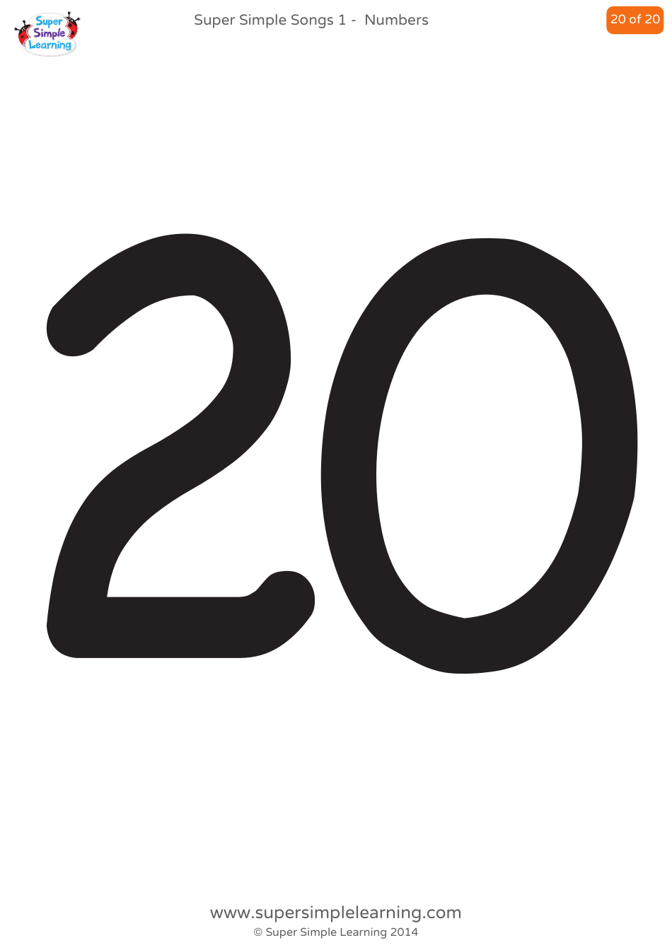 Numbers Flashcards - 1-20, Page 20