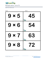 Math Facts Flashcards - Multiplication - Set of 9, 10, Page 2