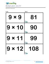 Math Facts Flashcards - Multiplication - Set of 9, 10, Page 3