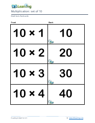 Math Facts Flashcards - Multiplication - Set of 9, 10, Page 4