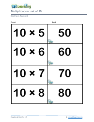 Math Facts Flashcards - Multiplication - Set of 9, 10, Page 5