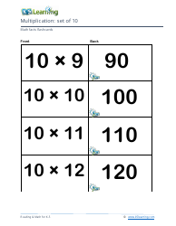 Math Facts Flashcards - Multiplication - Set of 9, 10, Page 6