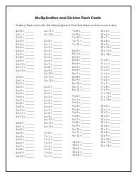 Multiplication and Division Math Flash Cards, Page 2