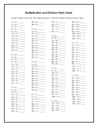 Multiplication and Division Math Flash Cards, Page 3