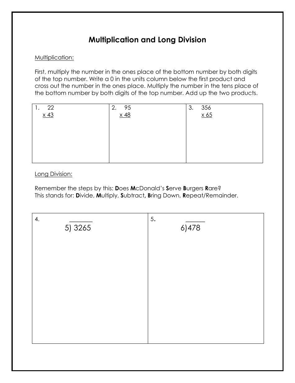 Multiplication and Division Math Flash Cards, Page 5