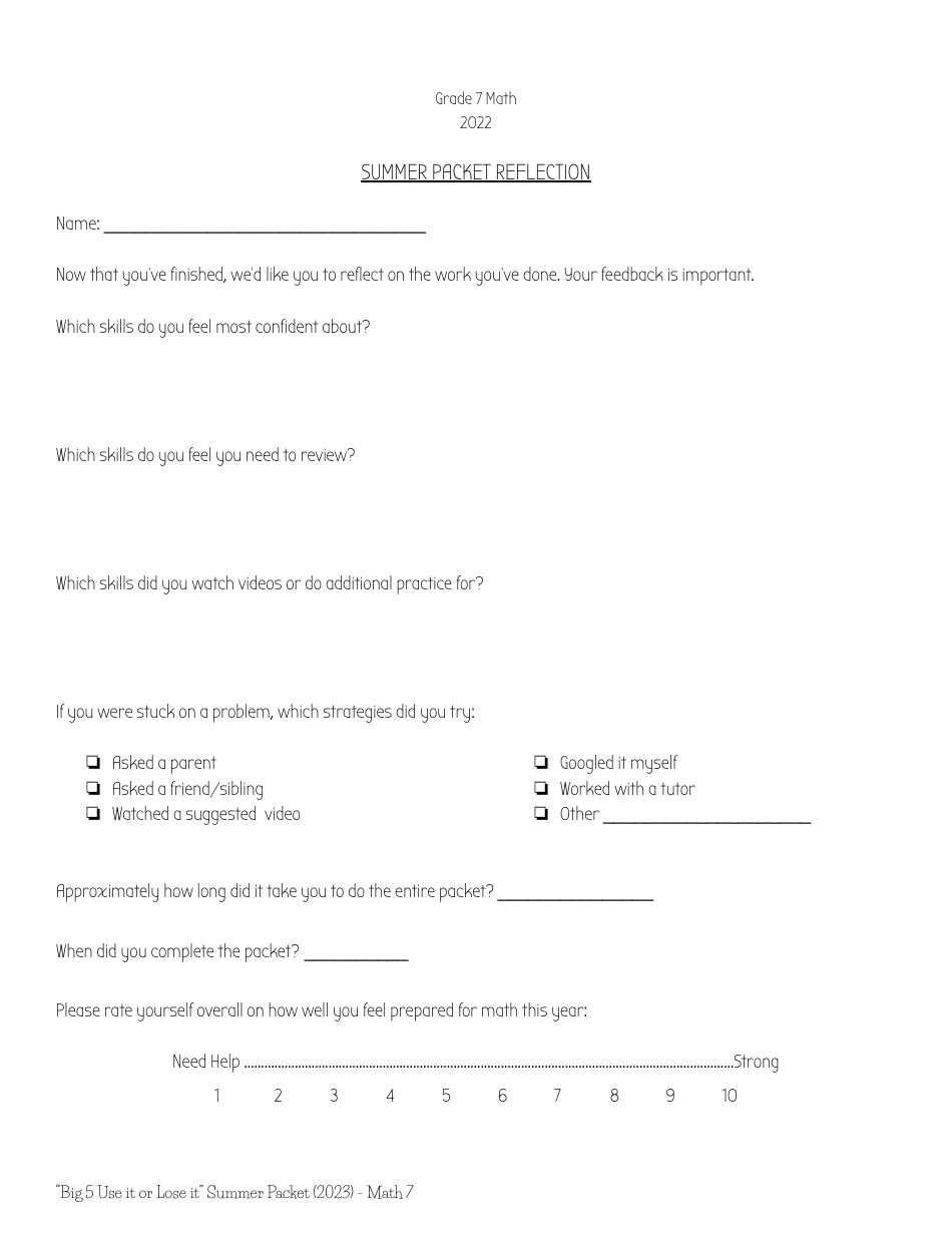 7th Grade Math Summer Packet, Page 8