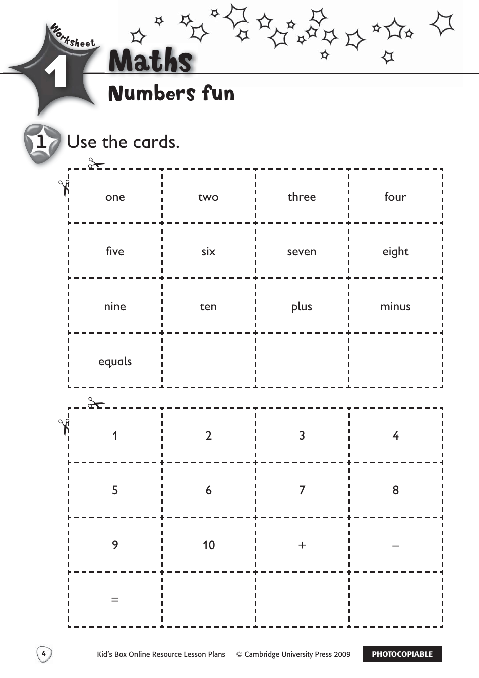 Numbers Fun Worksheet - Cambridge University Press, Page 1