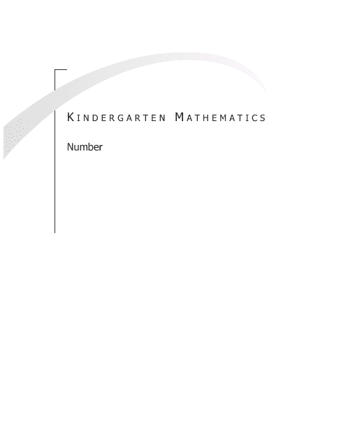 Kindergarten Mathematics Support Document for Teachers