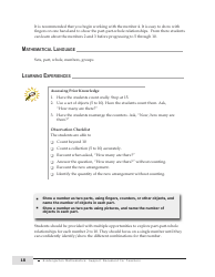 Kindergarten Mathematics Support Document for Teachers, Page 18