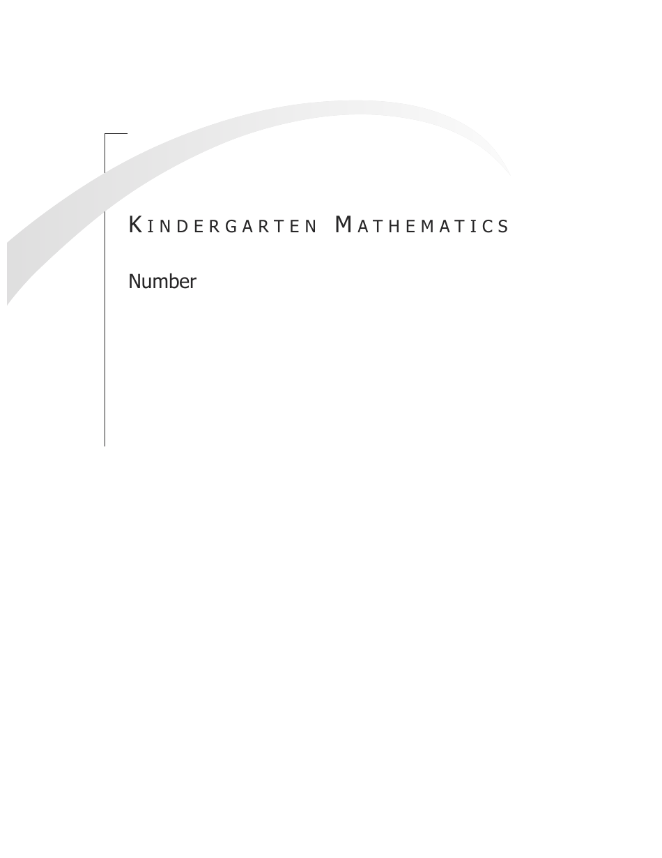 Kindergarten Mathematics Support Document for Teachers, Page 1