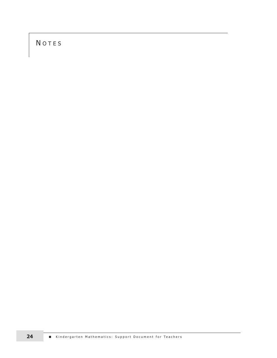 Kindergarten Mathematics Support Document for Teachers, Page 24