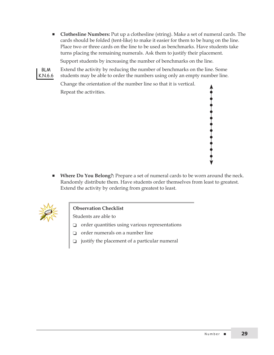 Kindergarten Mathematics Support Document for Teachers, Page 29