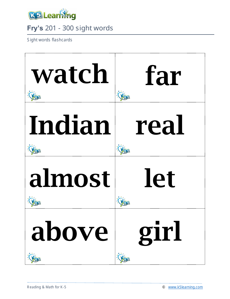 201-400 Fry Sight Words Flashcards - K-5 Learning, Page 11
