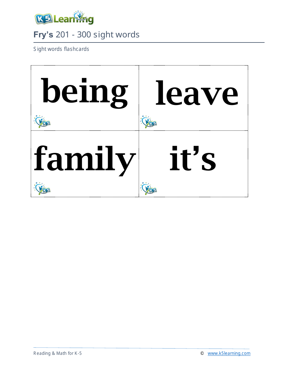 201-400 Fry Sight Words Flashcards - K-5 Learning, Page 13