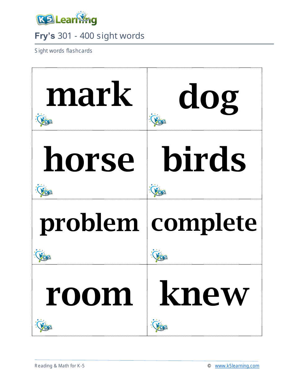 201-400 Fry Sight Words Flashcards - K-5 Learning, Page 15