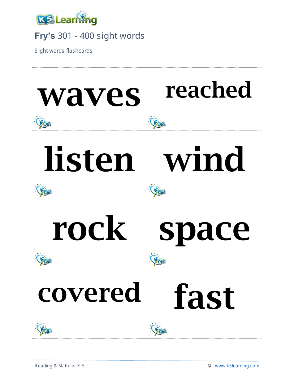 201-400 Fry Sight Words Flashcards - K-5 Learning, Page 20