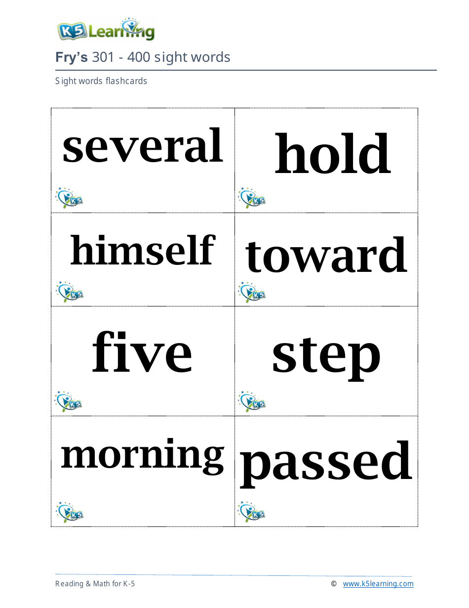 201-400 Fry Sight Words Flashcards - K-5 Learning, Page 21