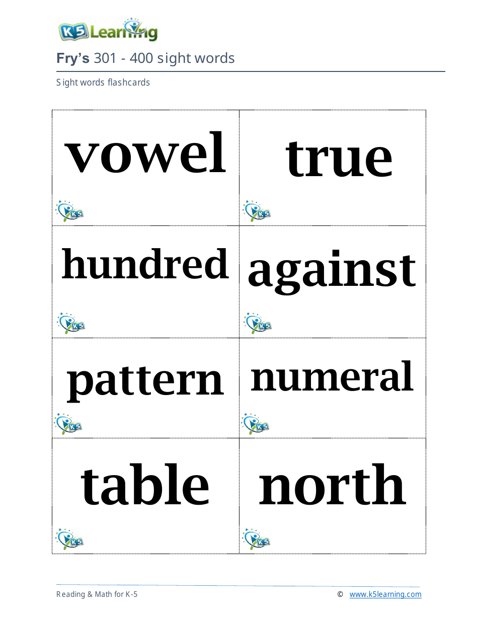 201-400 Fry Sight Words Flashcards - K-5 Learning, Page 22
