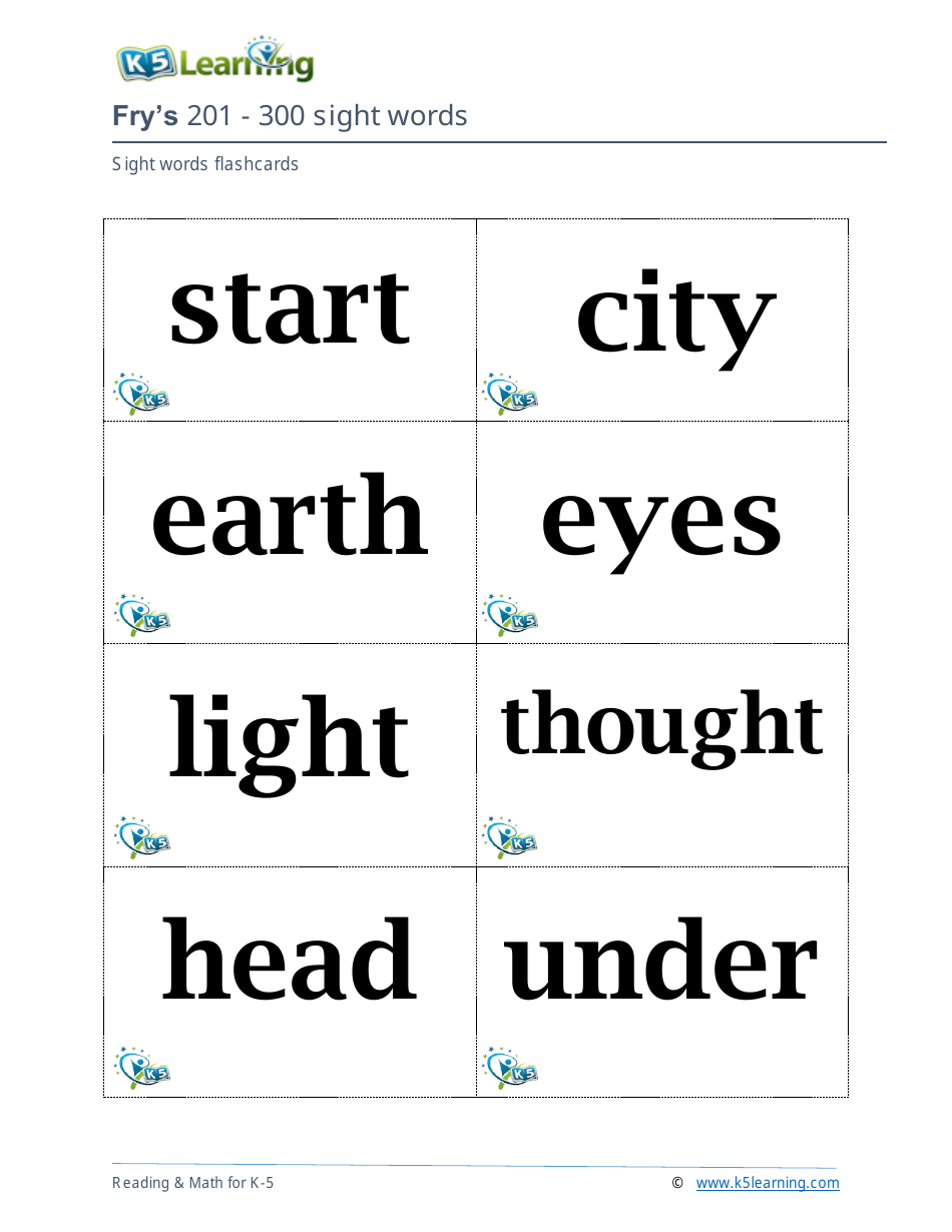 201-400 Fry Sight Words Flashcards - K-5 Learning, Page 3
