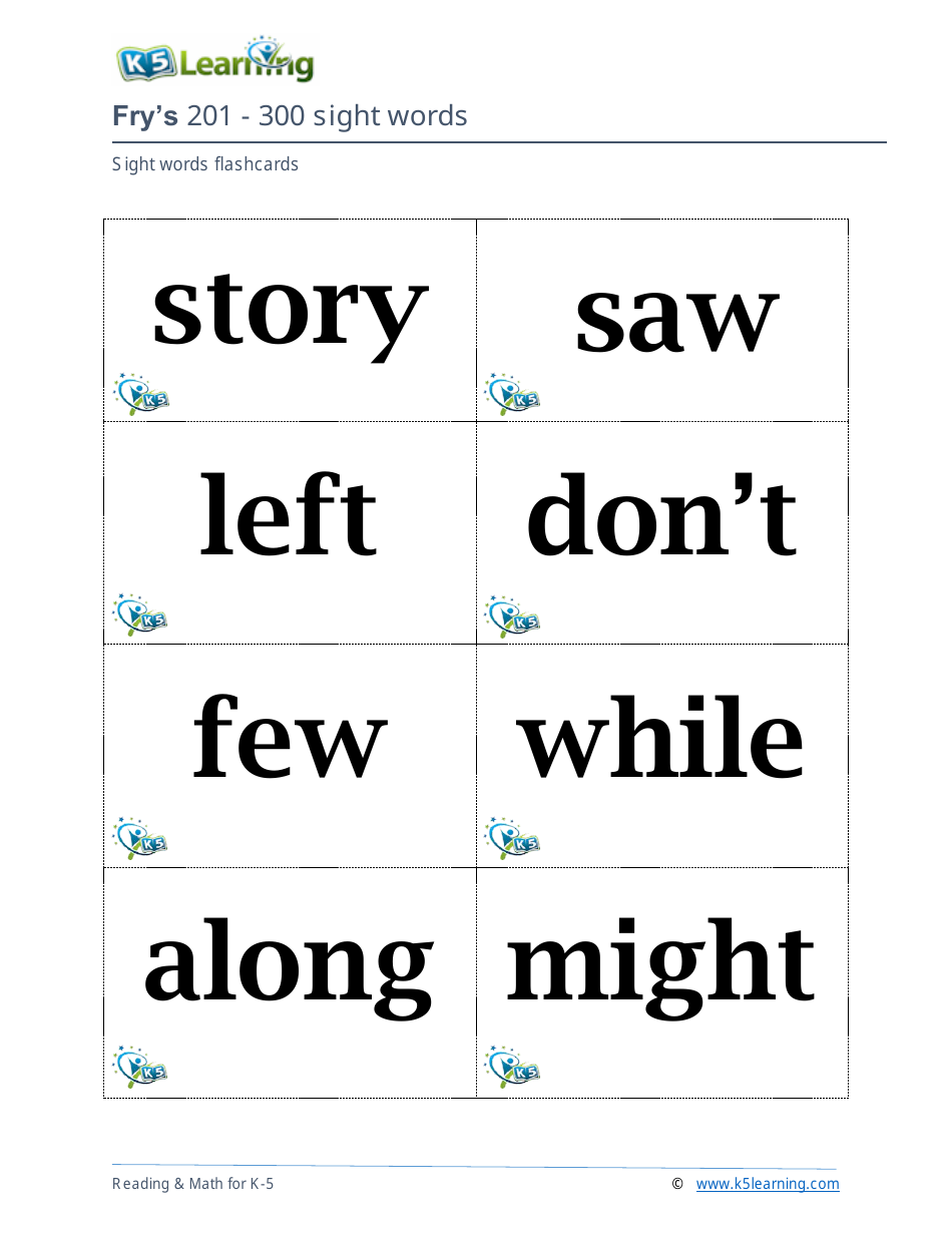 201-400 Fry Sight Words Flashcards - K-5 Learning, Page 4