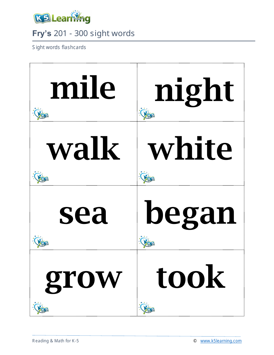 201-400 Fry Sight Words Flashcards - K-5 Learning, Page 8