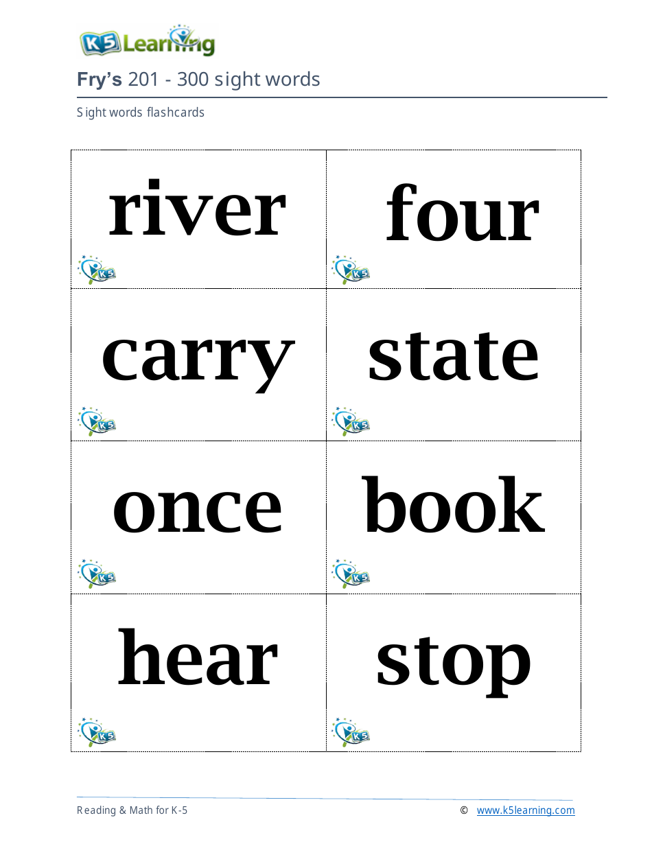 201-400 Fry Sight Words Flashcards - K-5 Learning, Page 9